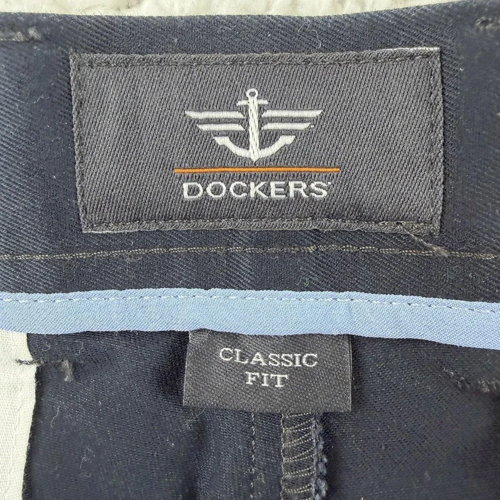 Dockers Signature Khaki Pants Mens 34x34 Navy Blue Classic Fit 408510007
